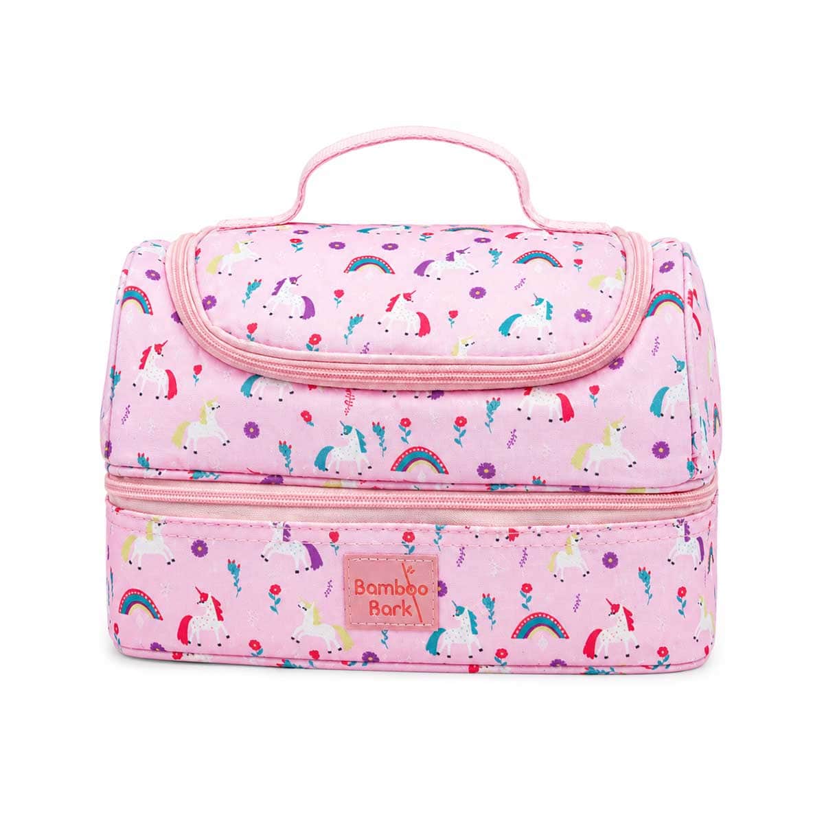 Bamboo Bark Pink Double Layer Insulated Lunch Bag
