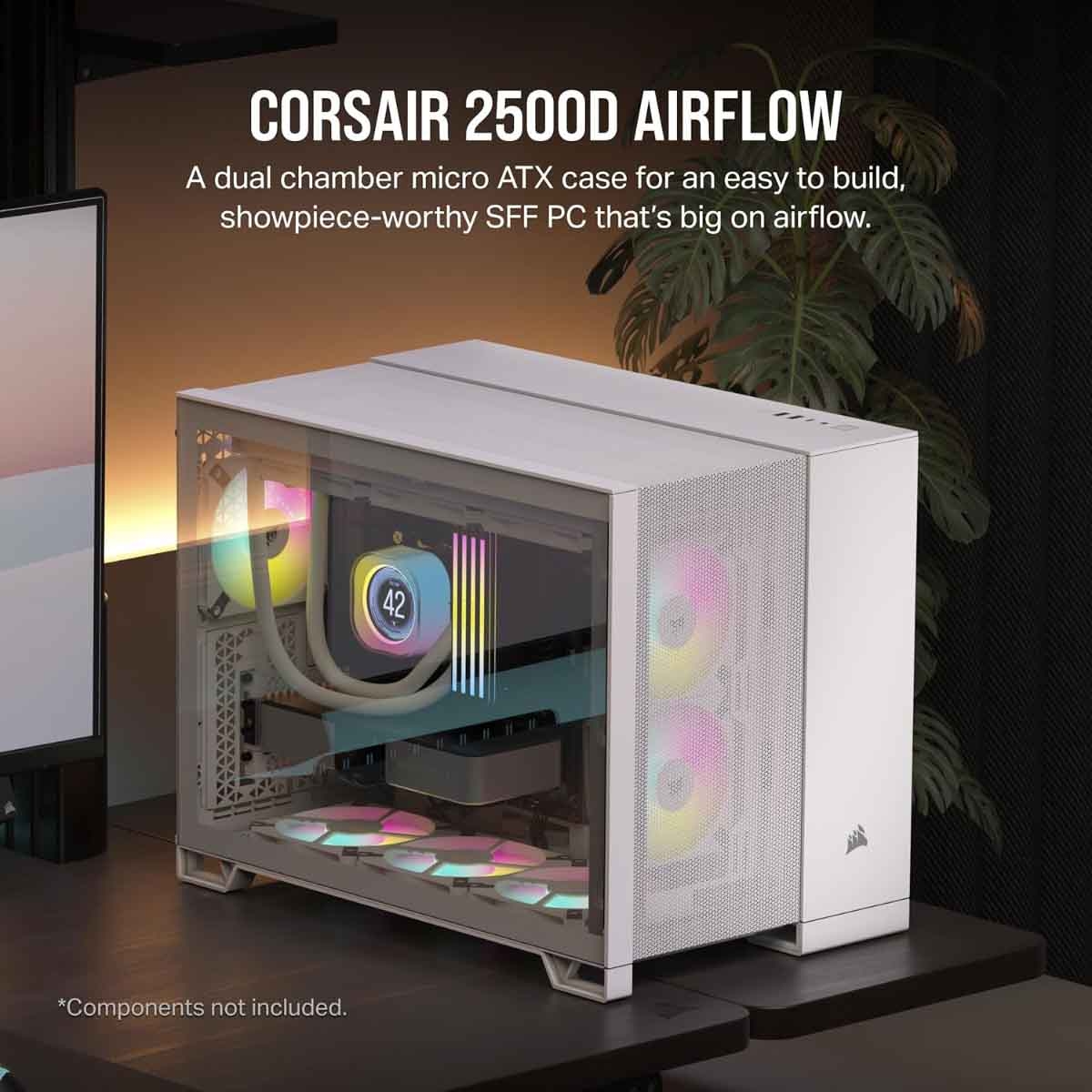 Corsair 2500D Airflow TG Small-Tower Micro-ATX Dual Chamber Gaming PC Case