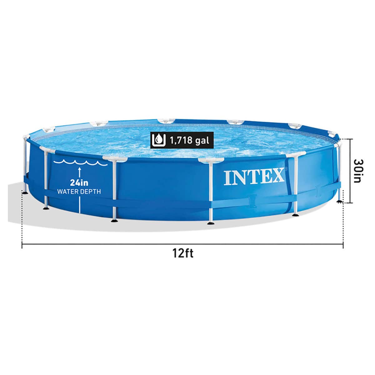 Intex 144" Round Metal Frame Pool, 6503 Ltr, 4 Persons 5-7 Years