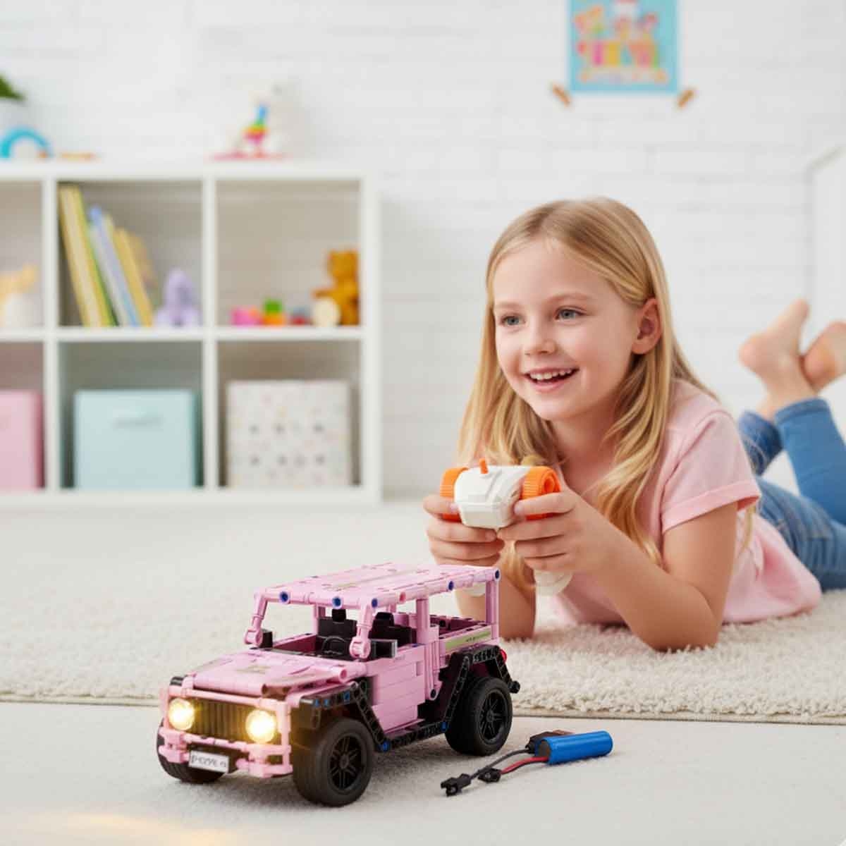 بنغاو سيارة مكعبات بناء بالتحكم 2.4G مقياس 1:16 (434 قطعة) للبنات، عمر 5-7 سنوات