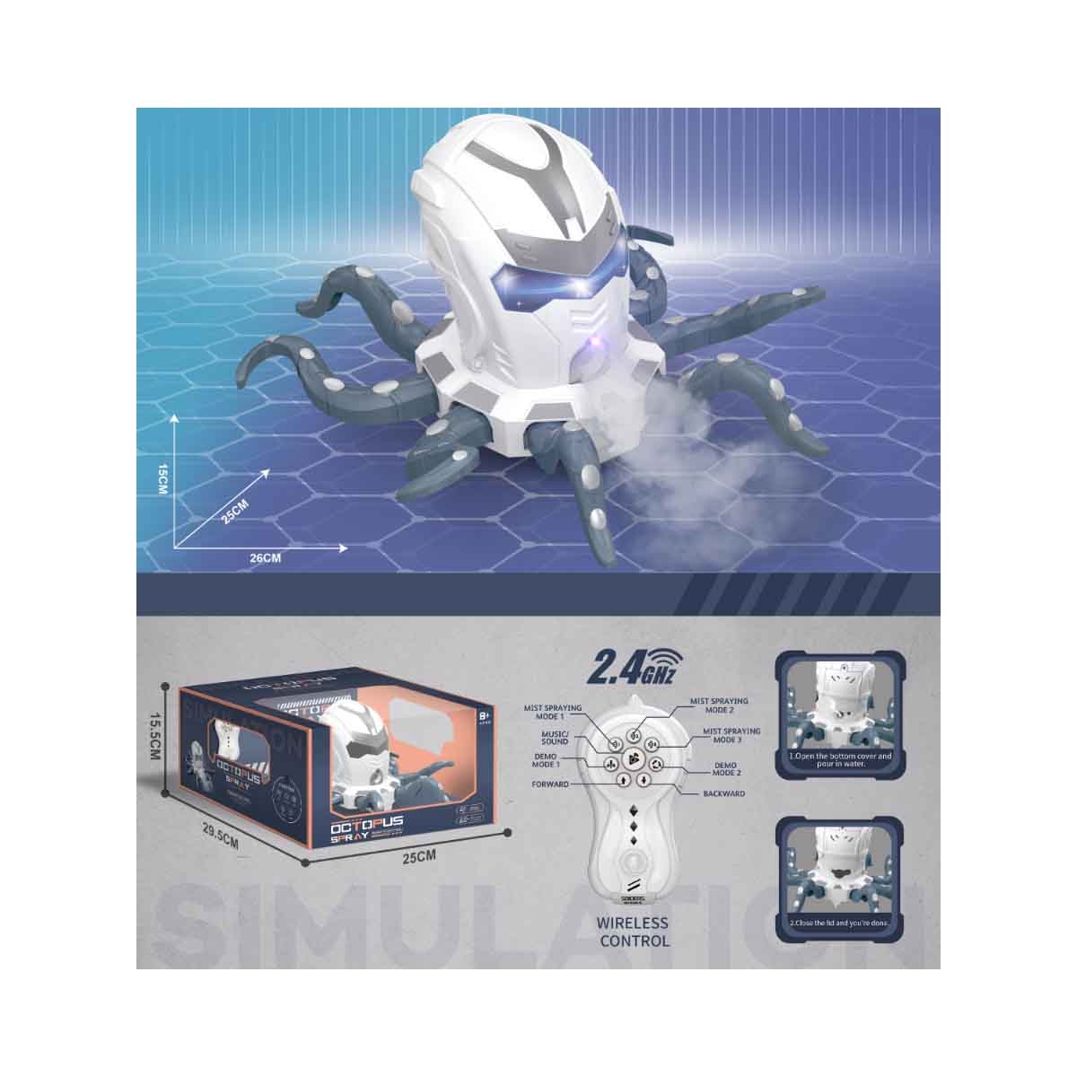 نانهونغ لعبة أخطبوط ميكانيكي بالتحكم 2.4G للأولاد، عمر 8-10 سنوات