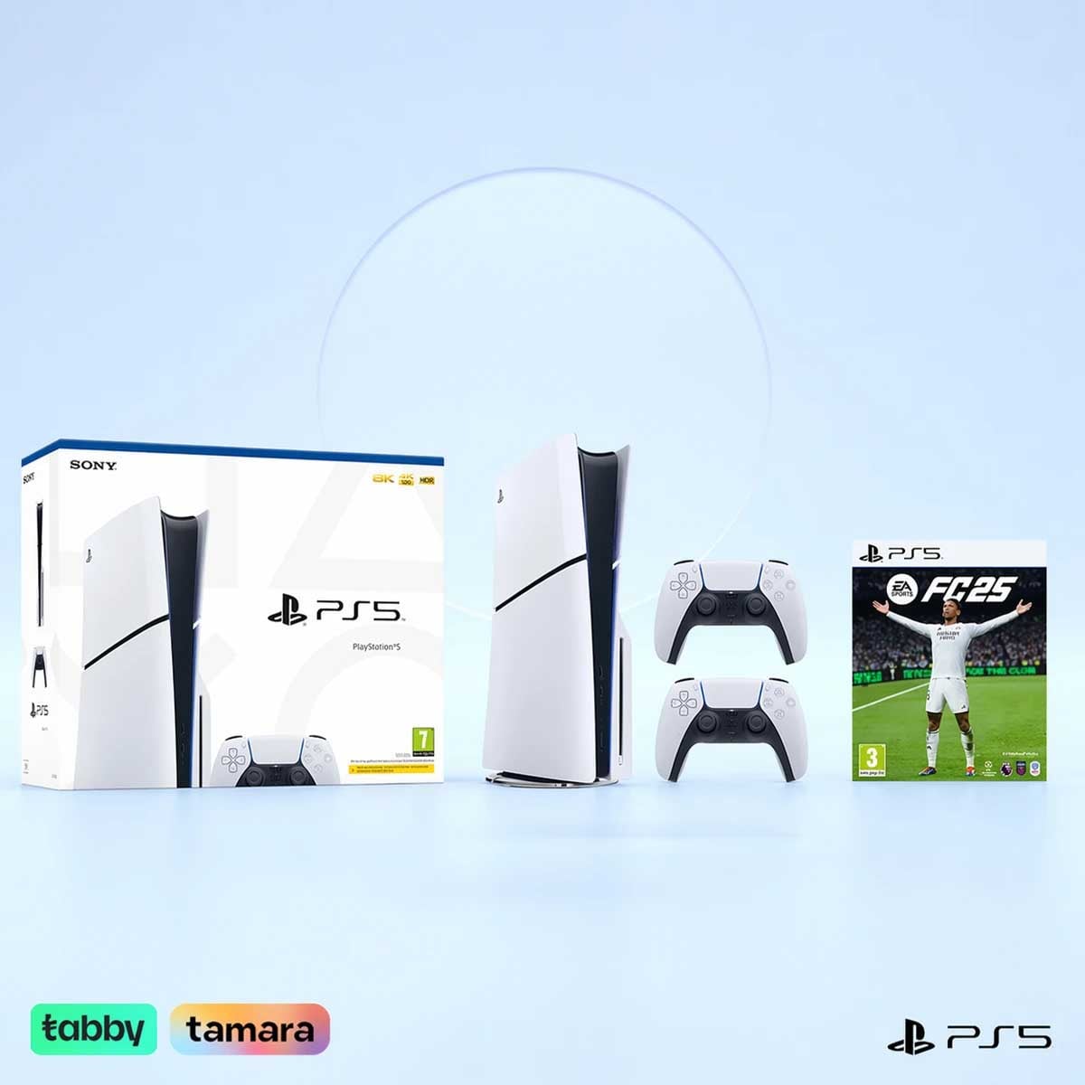 Sony PS5 Slim Disc (KSA Version) with 1 Additional Controller and 1 Video Game Bundle