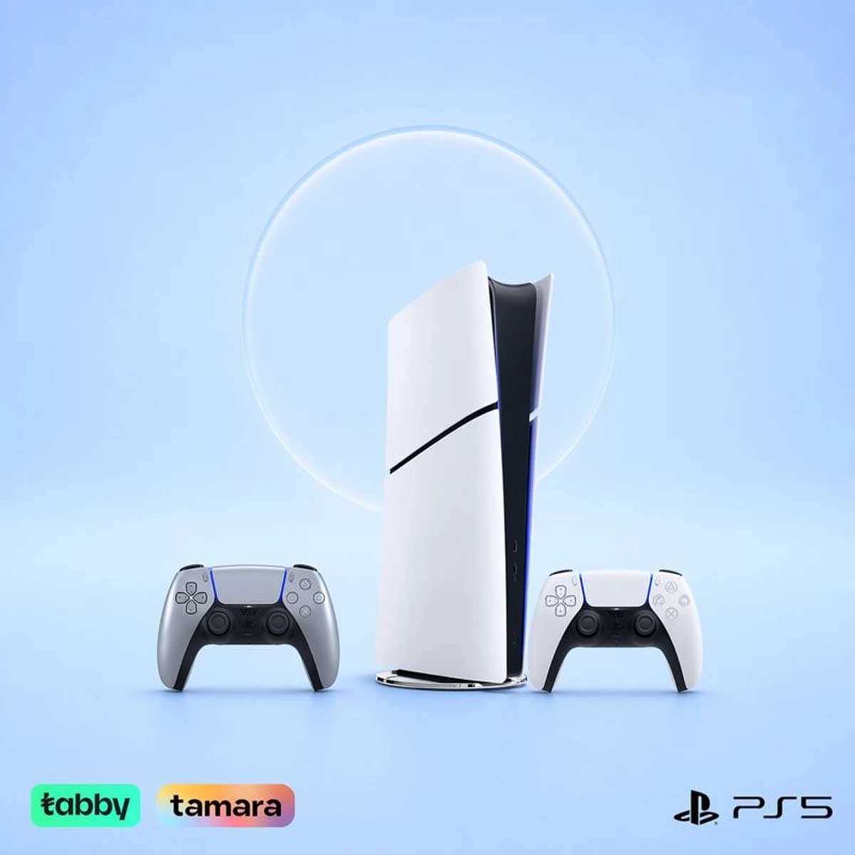 Sony PlayStation5 KSA Version Slim Digital Edition 825 GB Console with DualSense Silver Wireless Controller Bundle