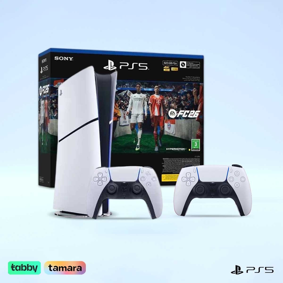 Sony PS5 Digital Edition 825 GB & FC26 (KSA Version) with DualSense (KSA Version) White Controller Bundle
