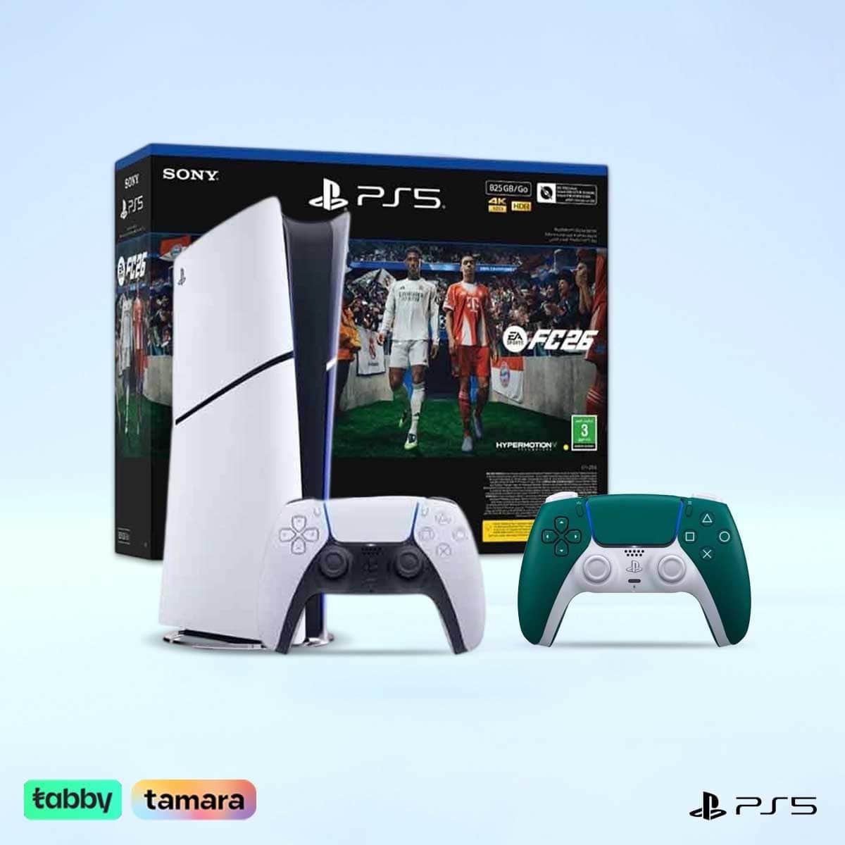 Sony PS5 Digital Edition 825 GB & FC26 (KSA Version) with DualSense Alpine Green Controller Bundle