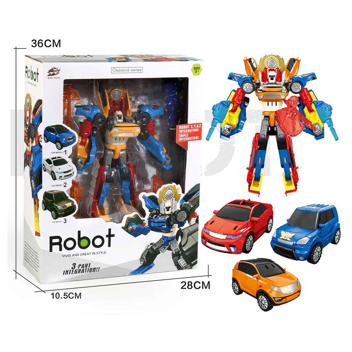Ziyu Toys 3 -in-1 Deformation Robot Unisex, 3-4 Years