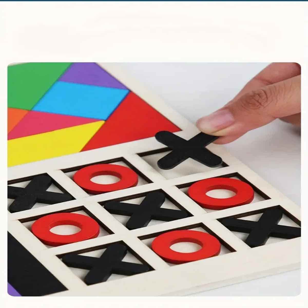 3-in-1 Wooden Puzzle Board Game Set Unisex, 3-4 Years