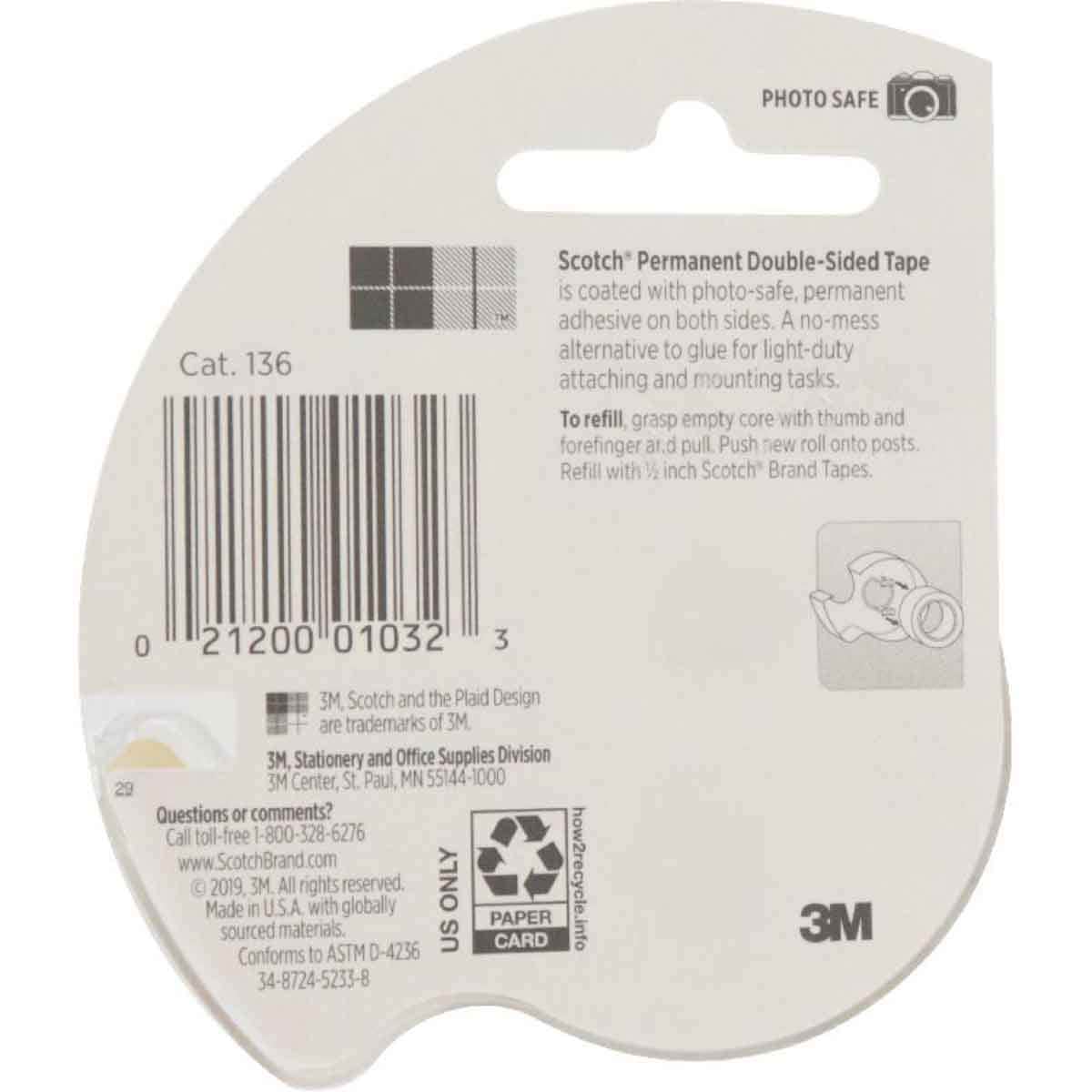 3M 0.5" x 250" Clear Double Sided Tape
