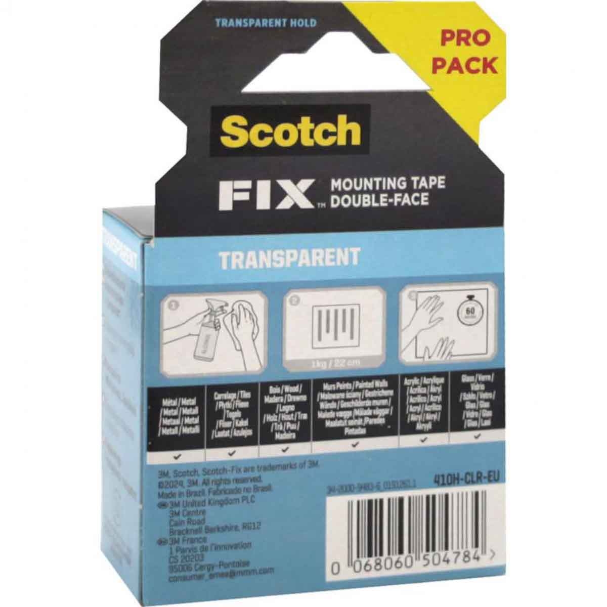 3M Clear 1" x 60" Heavy Duty Mounting Roll