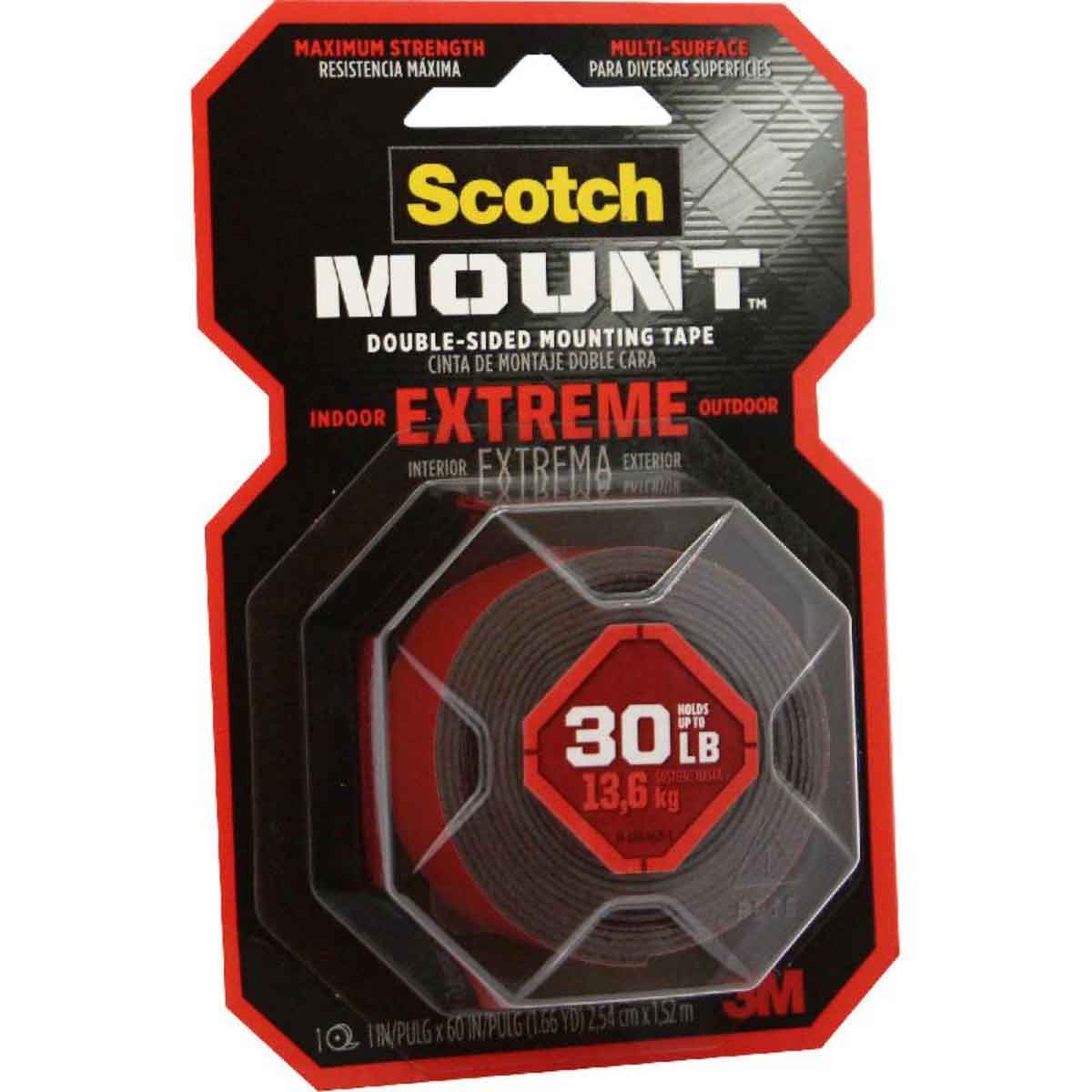 3M 1" x 60" Black Scotch-Mount Extreme Heavy Duty Mounting Roll