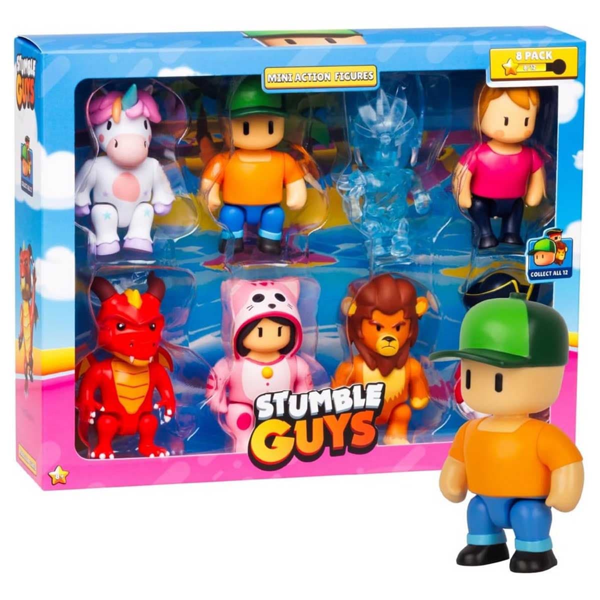 Stumble Guys 8=Piece 3″ Assorted Deluxe Mini Action Figure Set Unisex, 5-7 Years