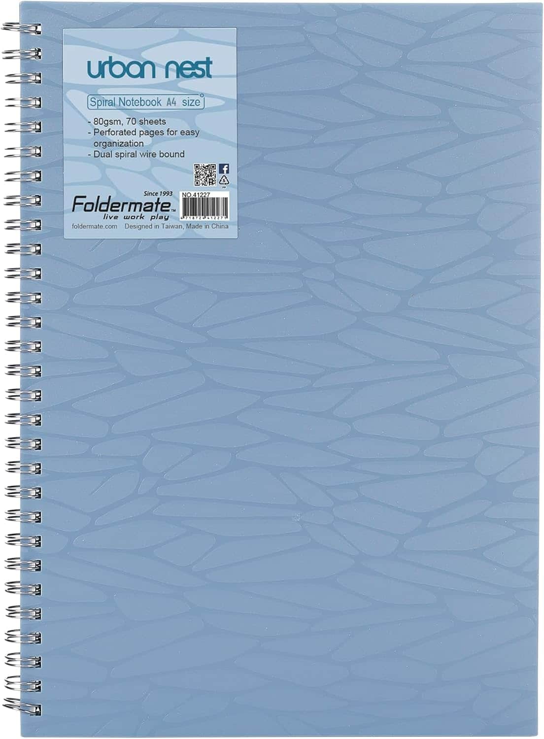 Foldermate A4 80GSM 70 Sheet Urban Nest Regular Colour 1 Subject Assorted Spiral Notebook, Pack of 10