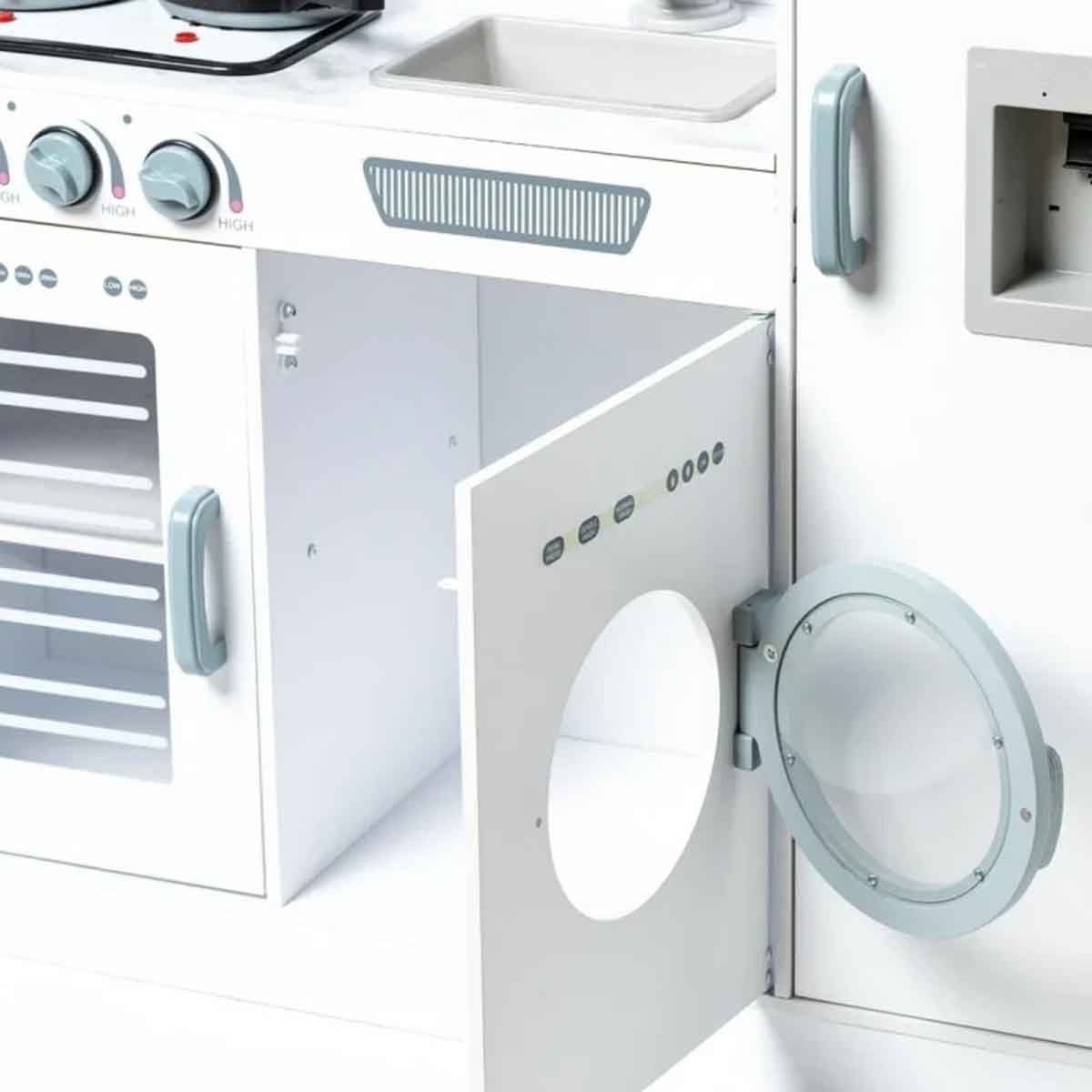 كيكبيبي طقم لعب مطبخ خشبي مضيء بمحاكاة الطهي وأصوات الماء للبنات، من 5 إلى 7 سنوات