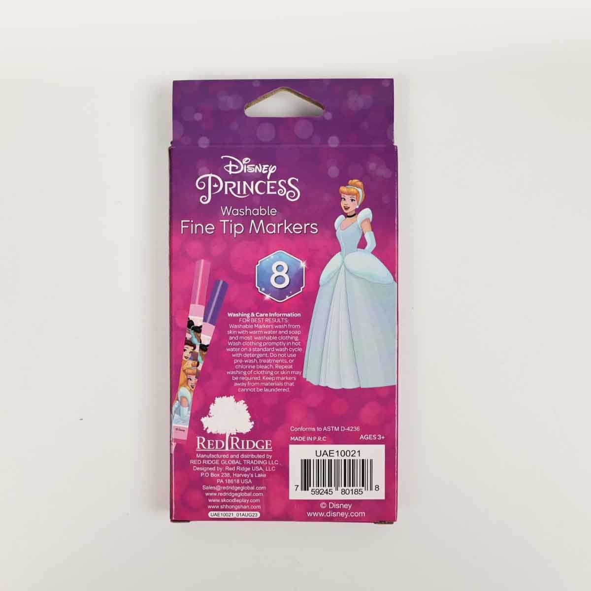 Disney Princess 8-Piece Washable Fine Tip Marker Unisex, 3-4 Years