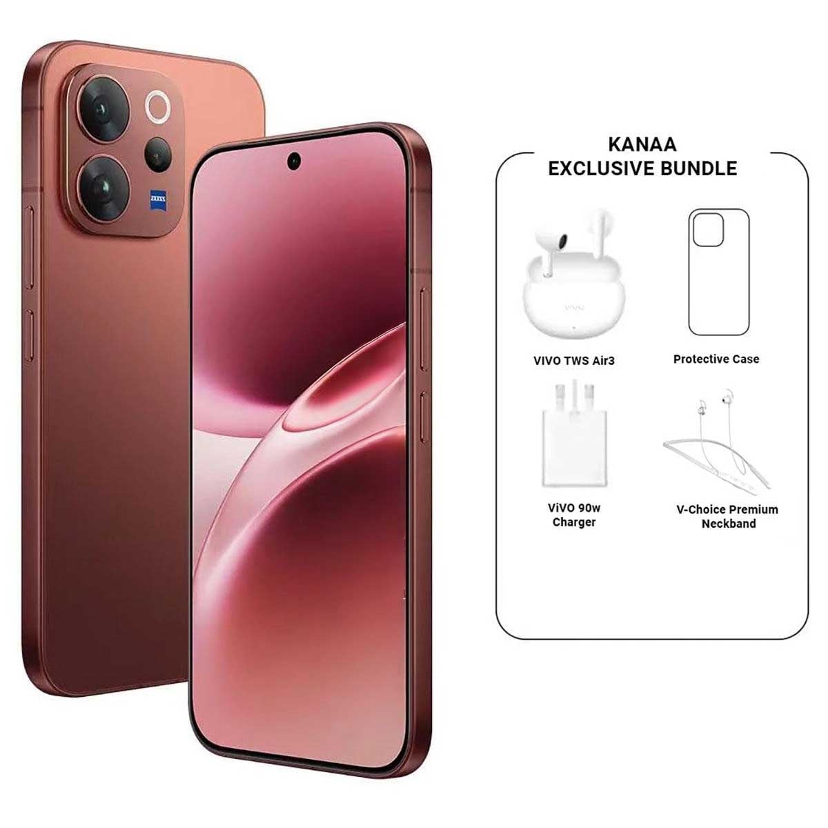 فيفو V70 5G (رام 12 جيجابايت، سعة 256 جيجابايت)، إصدار السعودية - بني خشب الصندل مع باقة سماعات TWS + نيكباند + شاحن + حافظة حماية