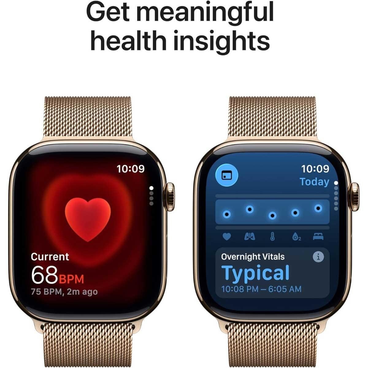 Apple Watch Series 11 (GPS + Cellular) 42mm Gold Titanium Case with Gold Milanese Loop - One Size