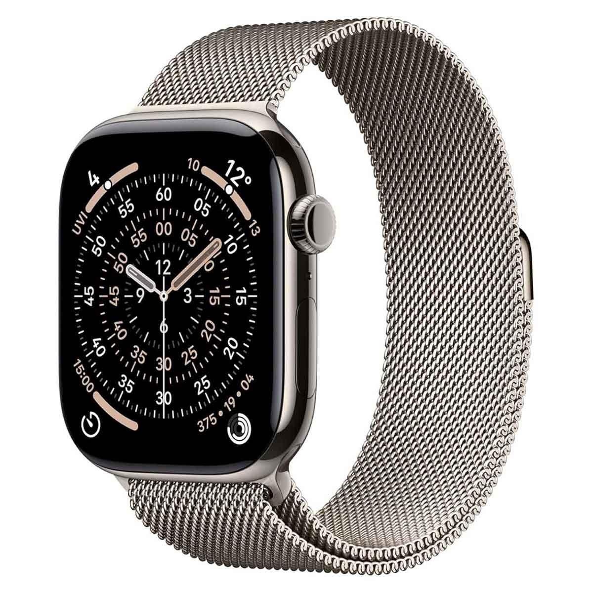 Apple Watch Series 11 (GPS + Cellular) 42mm Natural Titanium Case with Natural Milanese Loop - One Size