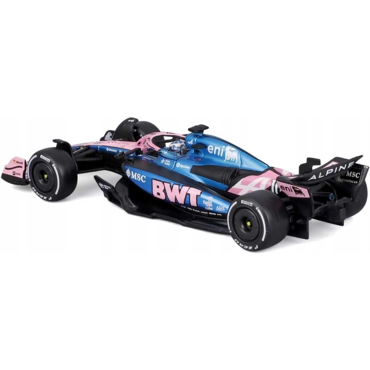 بوراغو سيارة ألبين A525 موديل معدن مصبوب بمقياس 1:43 مع خوذة للأولاد، 13+ سنوات