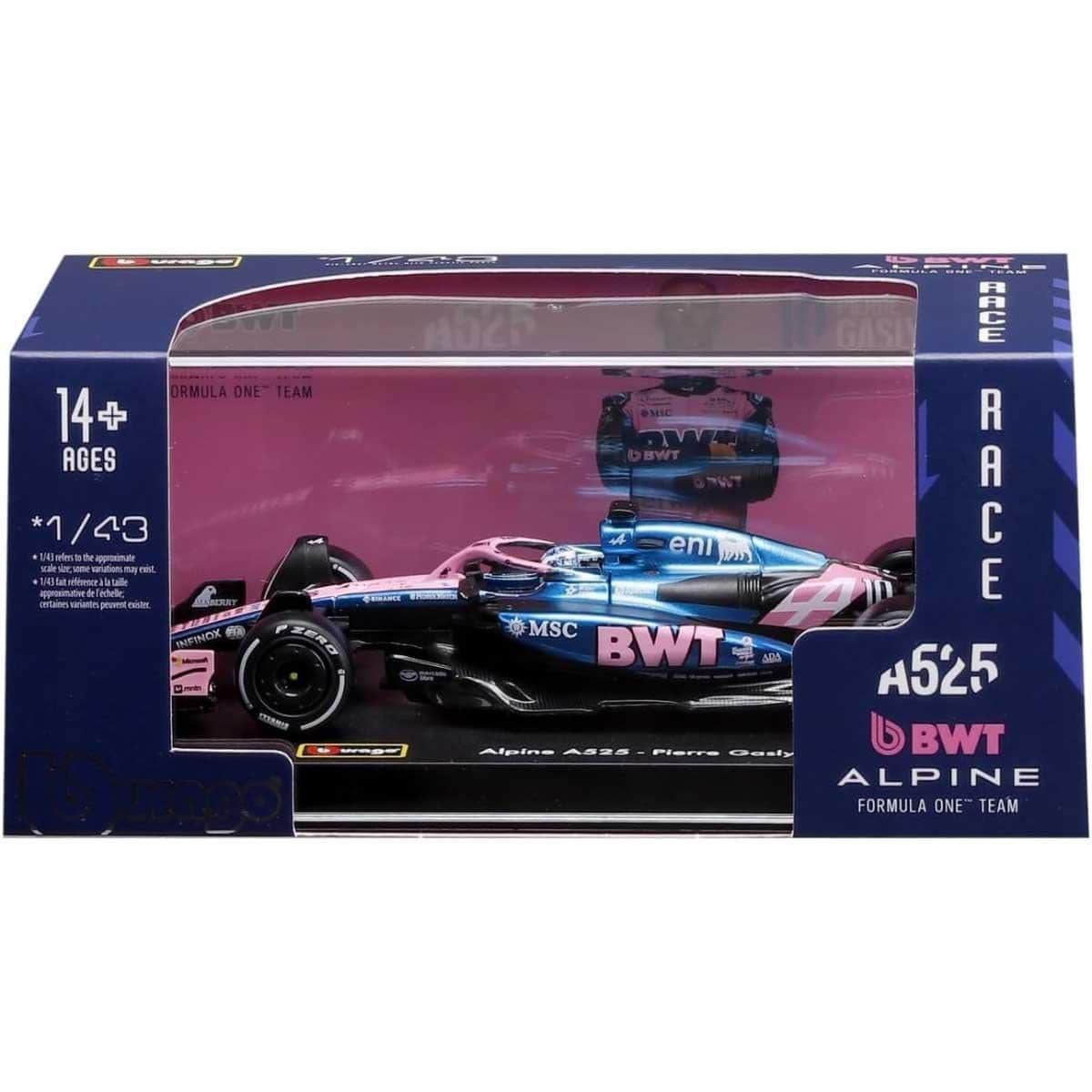 Bburago 1:43 Alpine A525 Diecast Model Car with Helmet Boys, 13+ Years