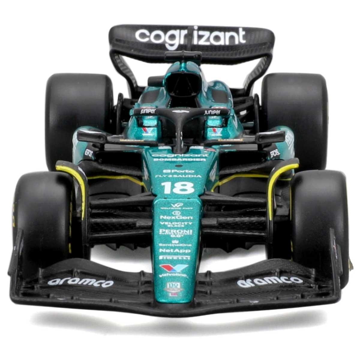 بوراغو سيارة أستون مارتن AMR23 موديل معدن مصبوب بمقياس 1:43 للأولاد، 3-4 سنوات