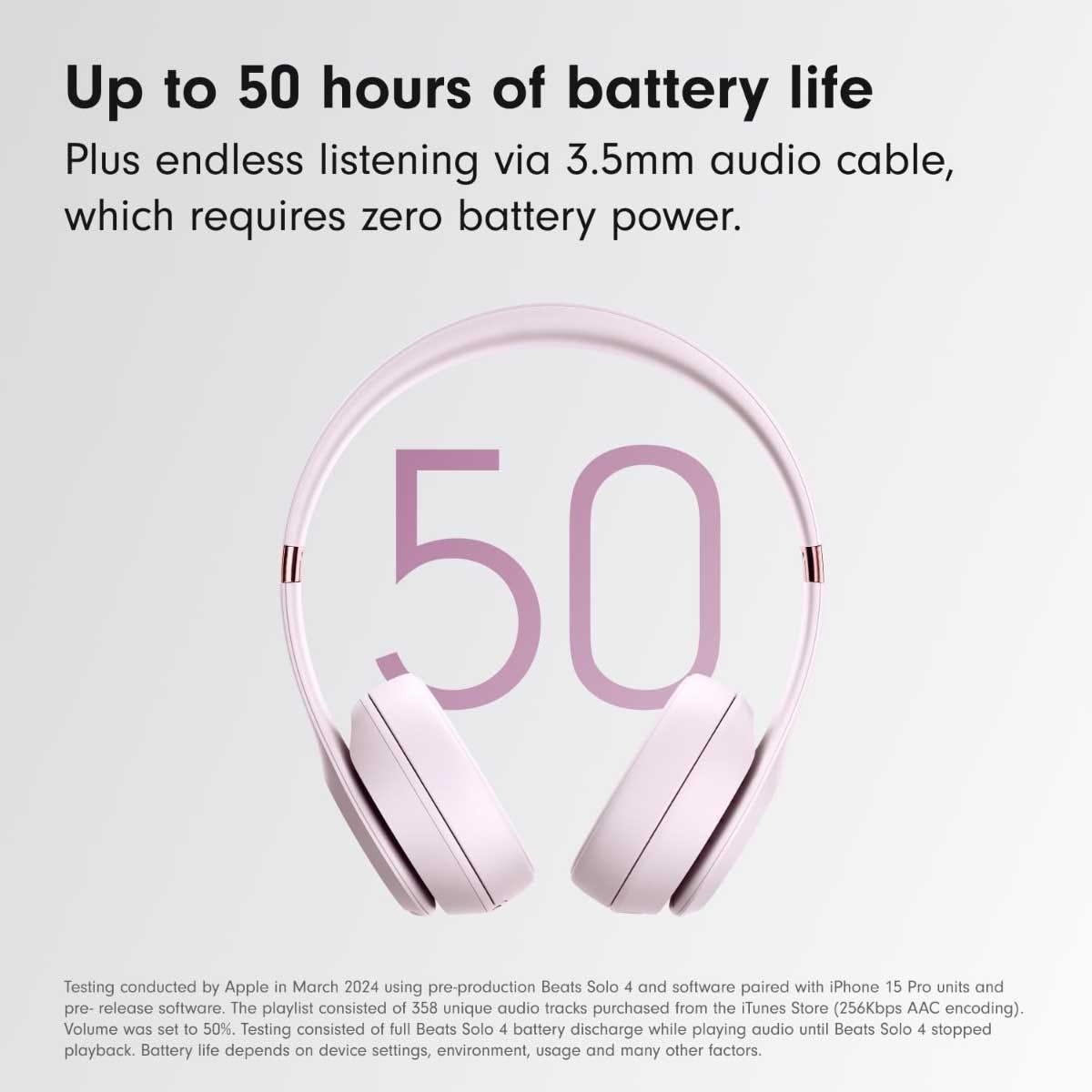 بيتس سولو 4 سماعات رأس لاسلكية فوق الأذن - وردي سحابي