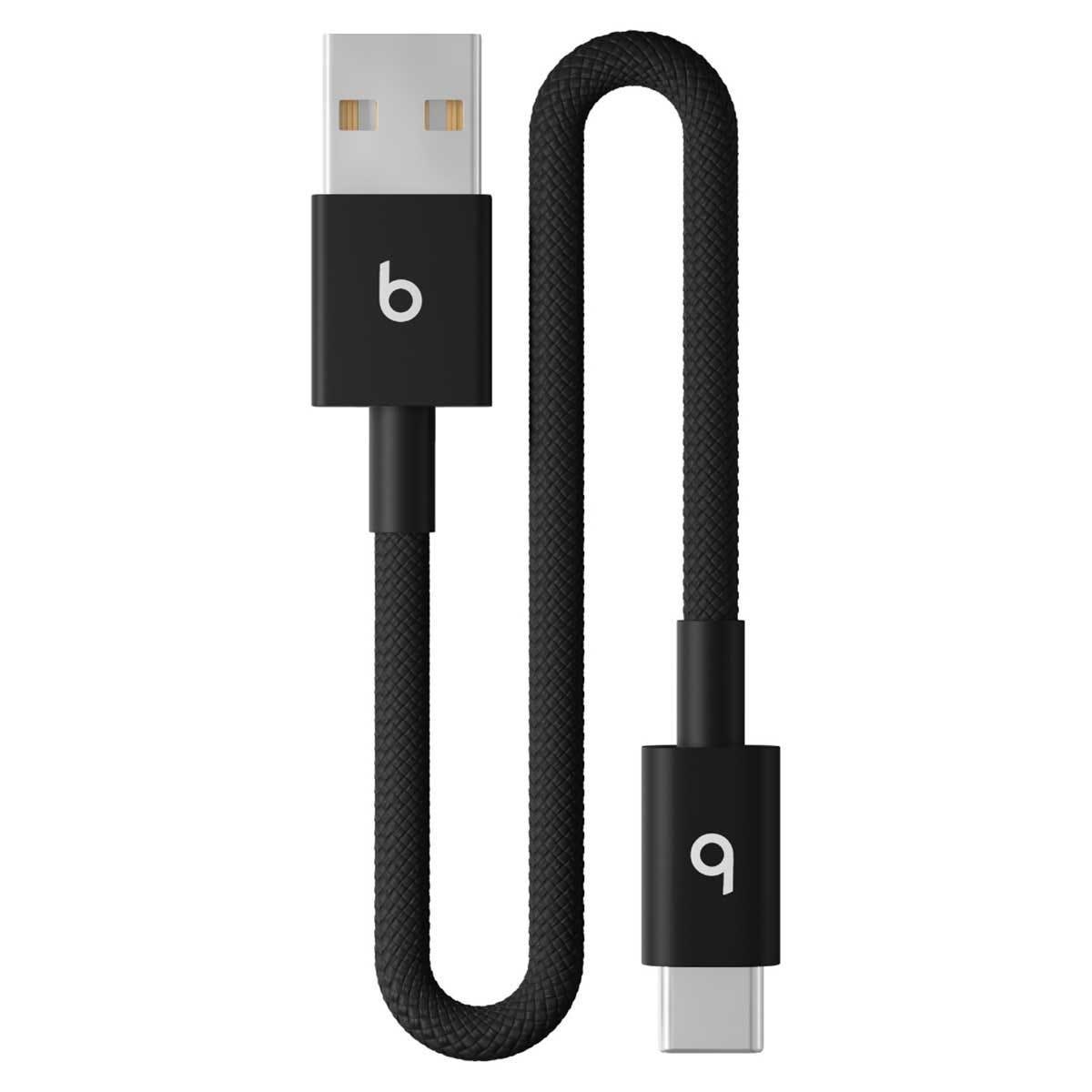 Beats Bolt Black 20cm USB-A to USB-C Woven Short Cable