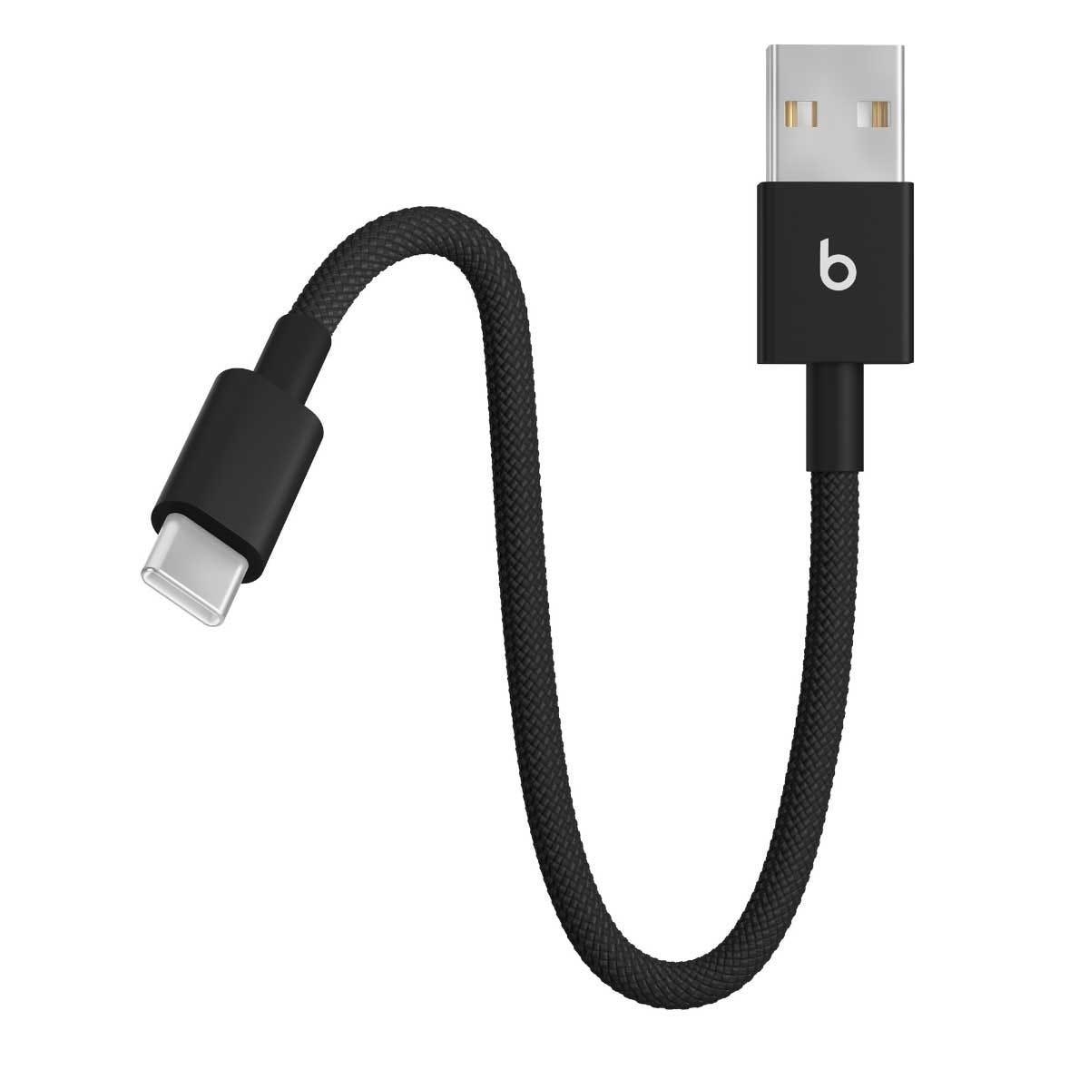 Beats Bolt Black 20cm USB-A to USB-C Woven Short Cable