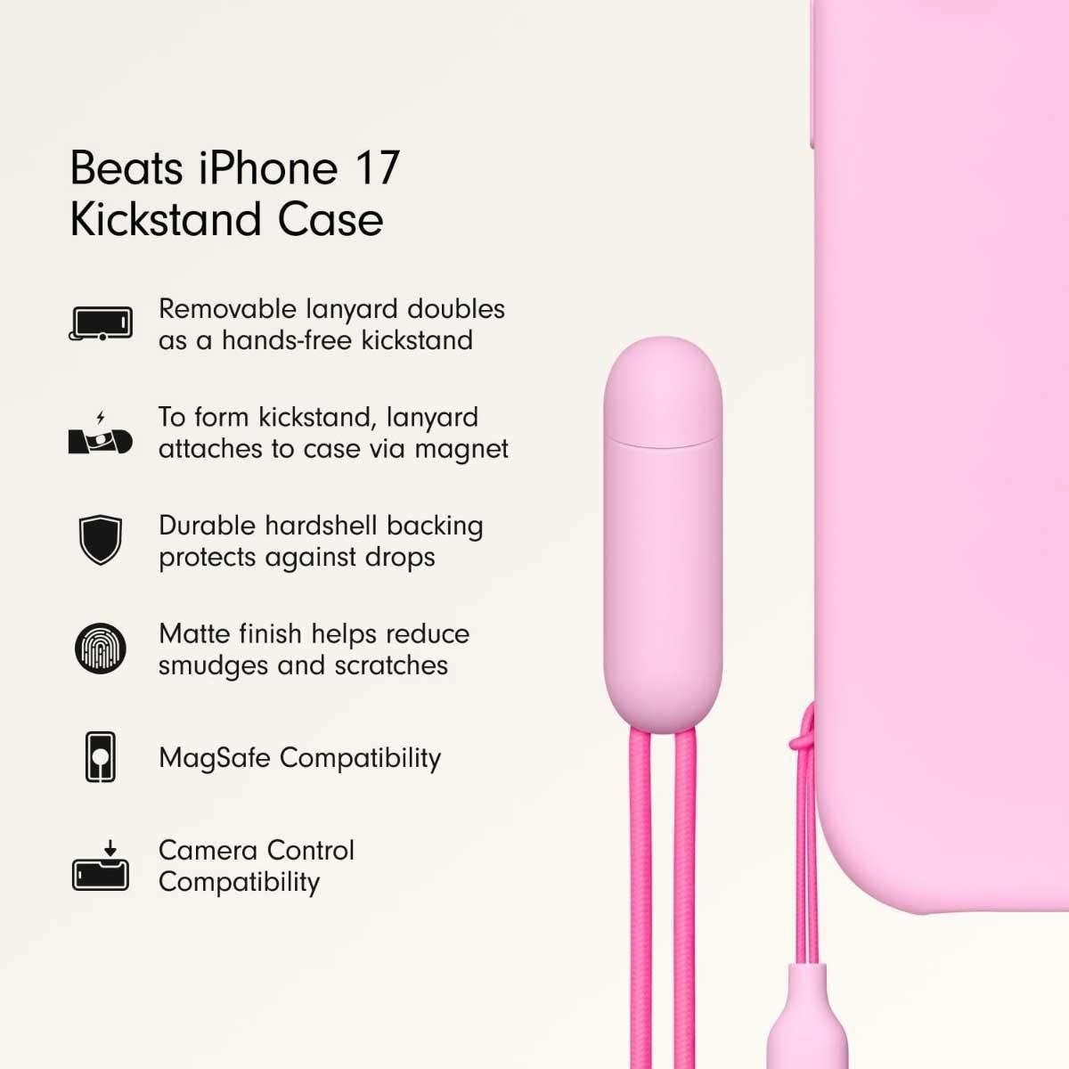 Beats Pebble Pink Kickstand Case with MagSafe & Camera Control for iPhone 17