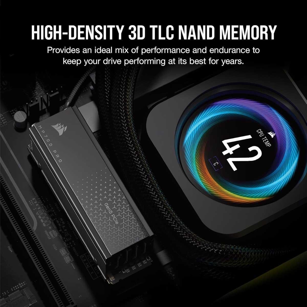 كورسير قرص تخزين SSD داخلي MP700 Pro Gen5 PCIe بسعة 1 تيرابايت مع مبرد