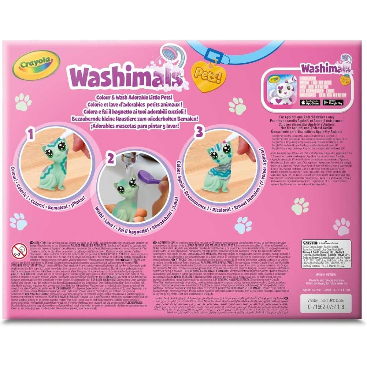 Crayola Washimals 3-Piece Pastel Pets Set Unisex, 3-4 Years