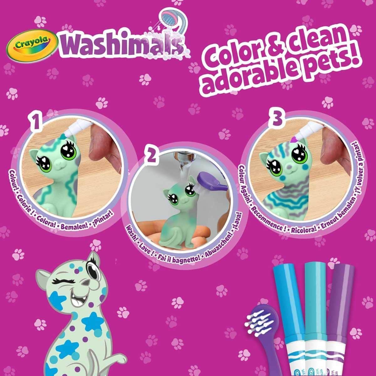 Crayola Washimals 3-Piece Pastel Pets Set Unisex, 3-4 Years