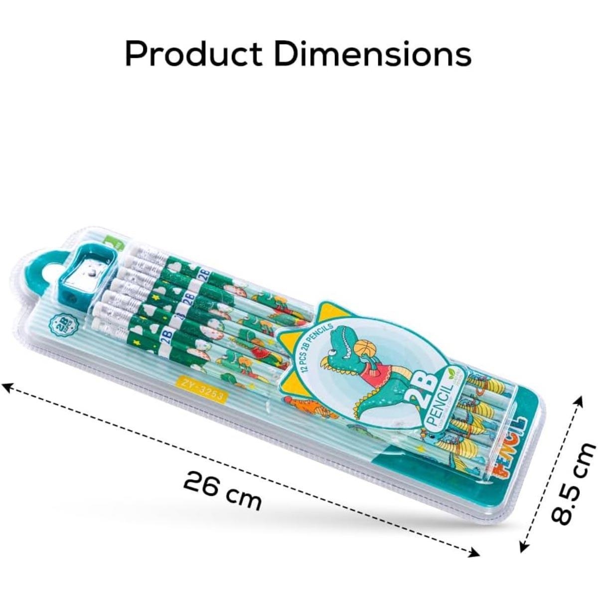 مجموعة أقلام رصاص إيزي كيدز الخضراء 2B المكونة من 12 قطعة مع ممحاة ومبراة