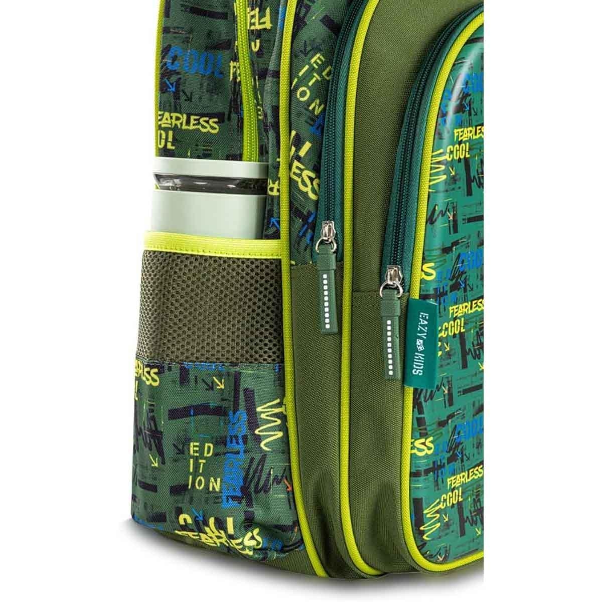 Eazy Kids 16" Dino Green School Bag with Trolley & Pencil Case Set