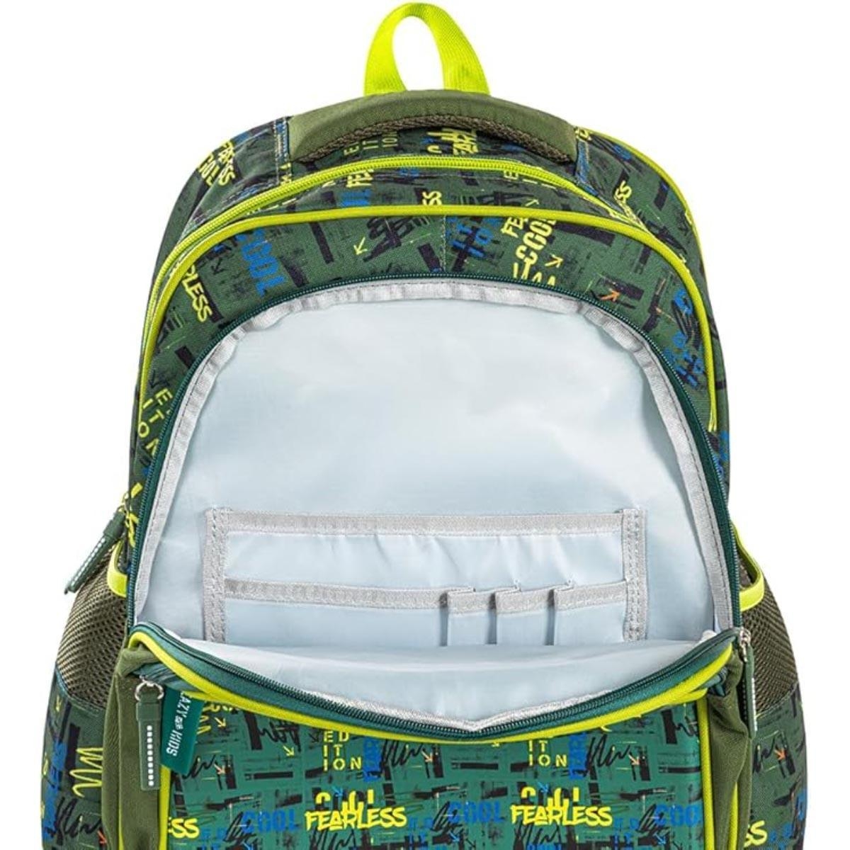 Eazy Kids 16" Dino Green School Bag with Trolley & Pencil Case Set