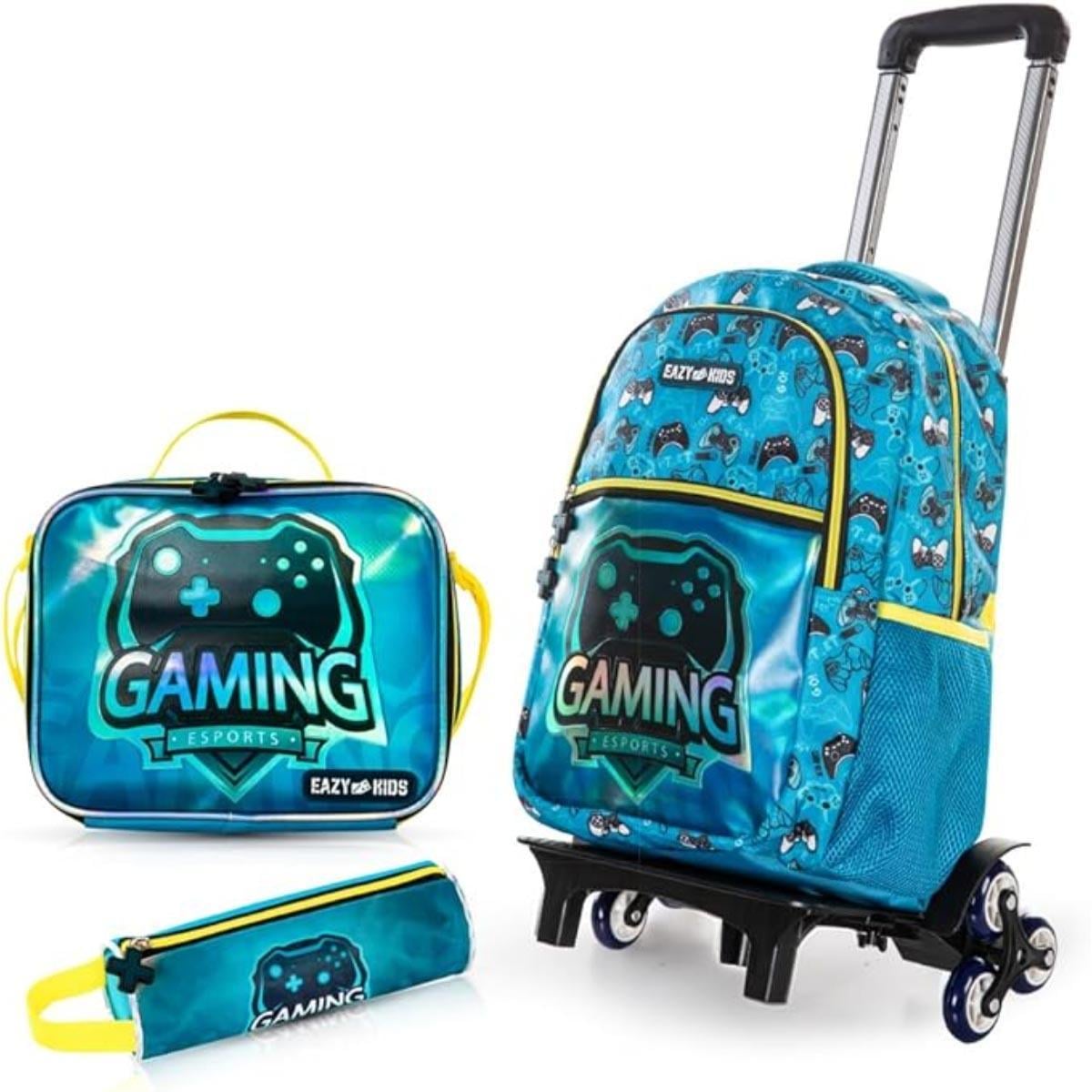 Eazy Kids 16" Gaming Backpack with Trolley, Lunch Bag & Pencil Case Set