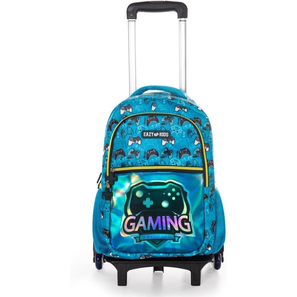 حقيبة ظهر ألعاب للأطفال من إيزي كيدز مقاس 16 بوصة مع عربة، وحقيبة غداء، ومجموعة مقلمة