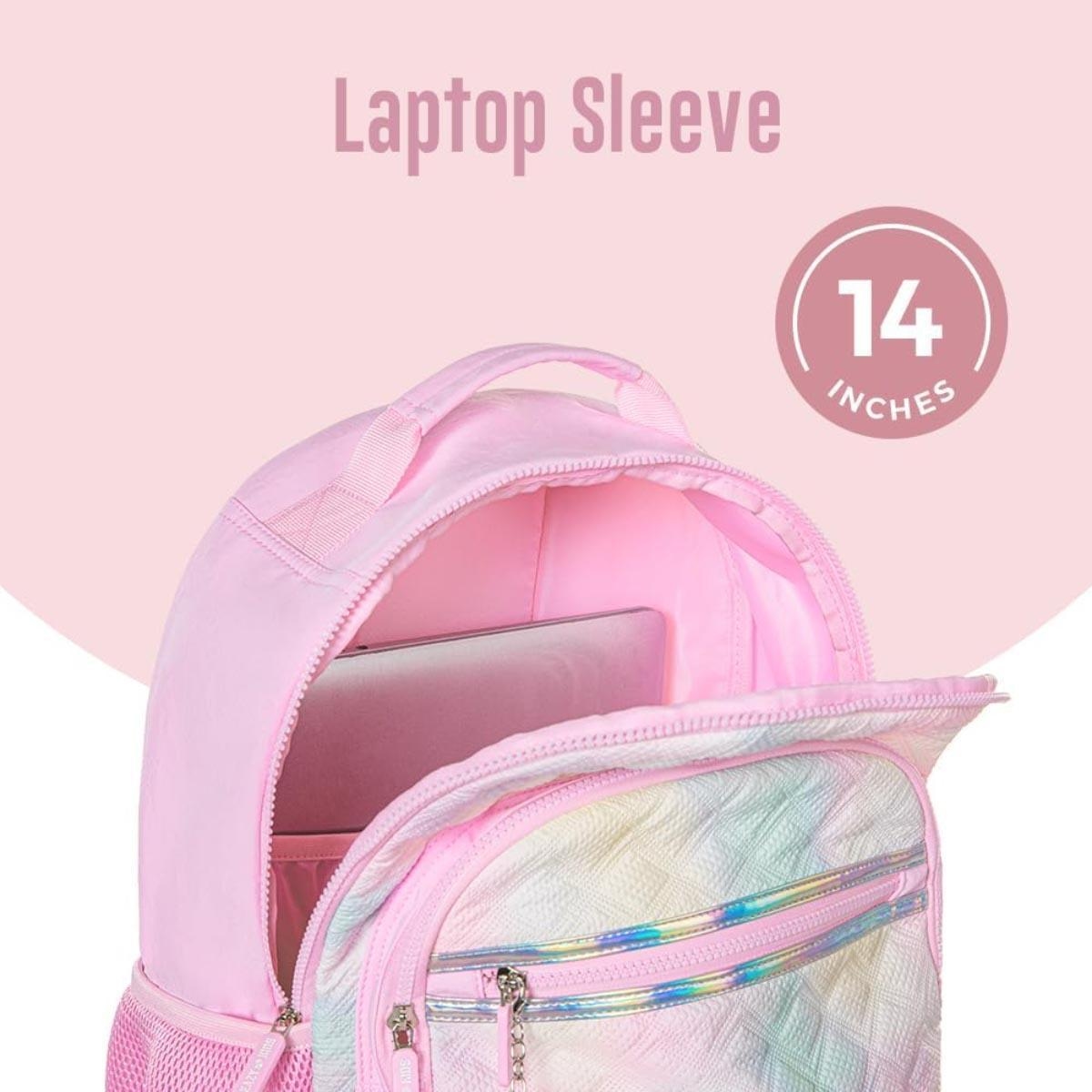 مجموعة حقيبة ظهر إيزي كيدز مقاس 17 بوصة باللون الوردي الفاتح مع حقيبة غداء ومقلمة