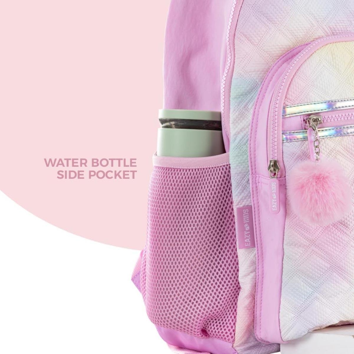 مجموعة حقيبة ظهر إيزي كيدز مقاس 17 بوصة باللون الوردي الفاتح مع حقيبة غداء ومقلمة