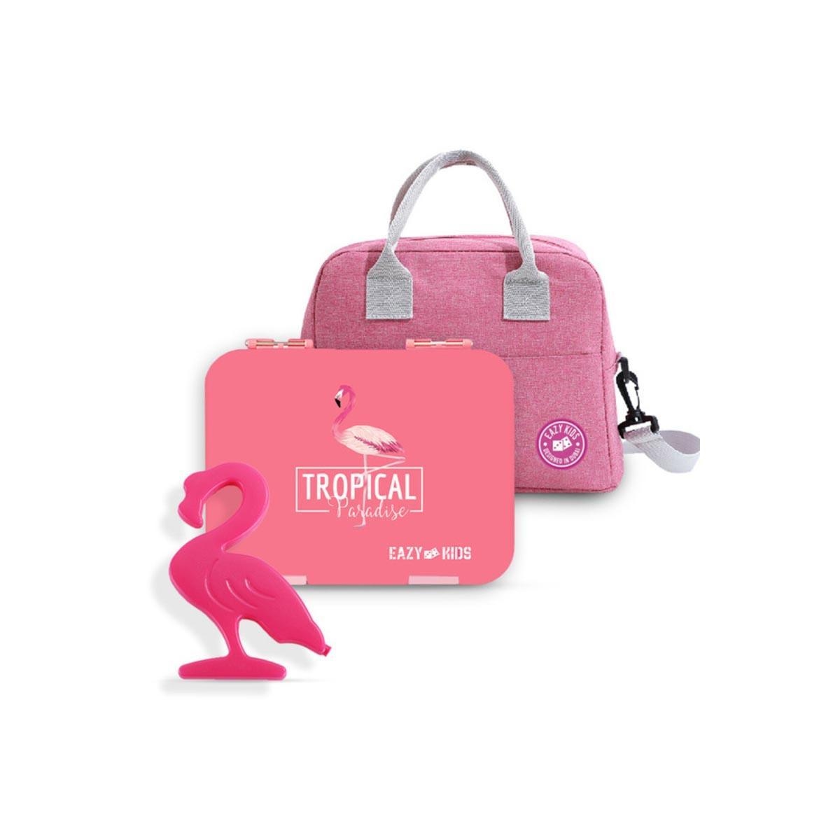 مجموعة أكياس ثلج صلبة قابلة لإعادة الاستخدام من إيزي كيدز، مكونة من 4 قطع بتصميم فلامنجو، لحقائب الغداء