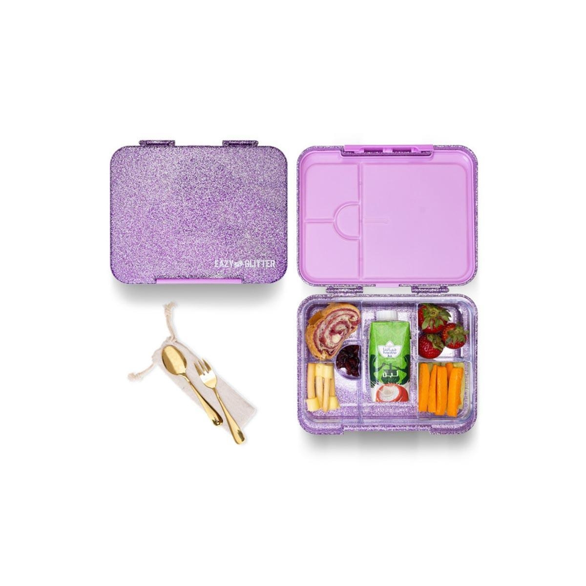 Eazy Kids 4-Piece Glitter Purple Girl Power School Bag Set