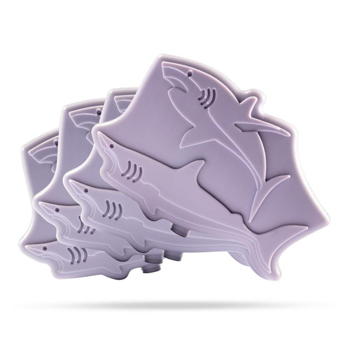 مجموعة أكياس ثلج صلبة قابلة لإعادة الاستخدام من إيزي كيدز، 4 قطع، بتصميم سمكة قرش، لحقائب الغداء