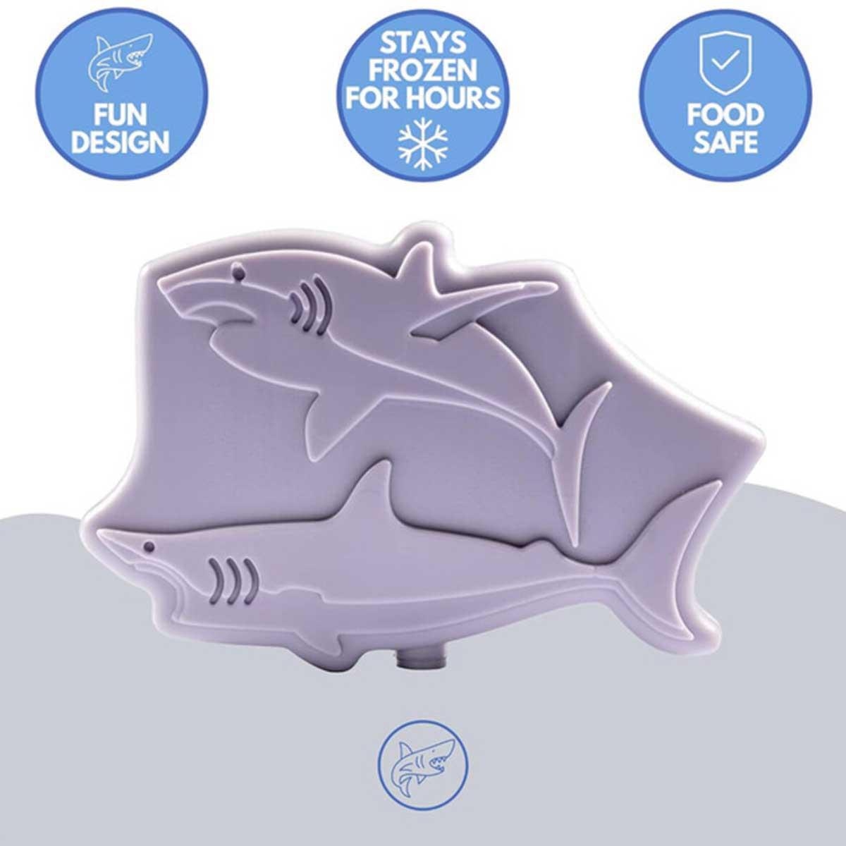 مجموعة أكياس ثلج صلبة قابلة لإعادة الاستخدام من إيزي كيدز، 4 قطع، بتصميم سمكة قرش، لحقائب الغداء