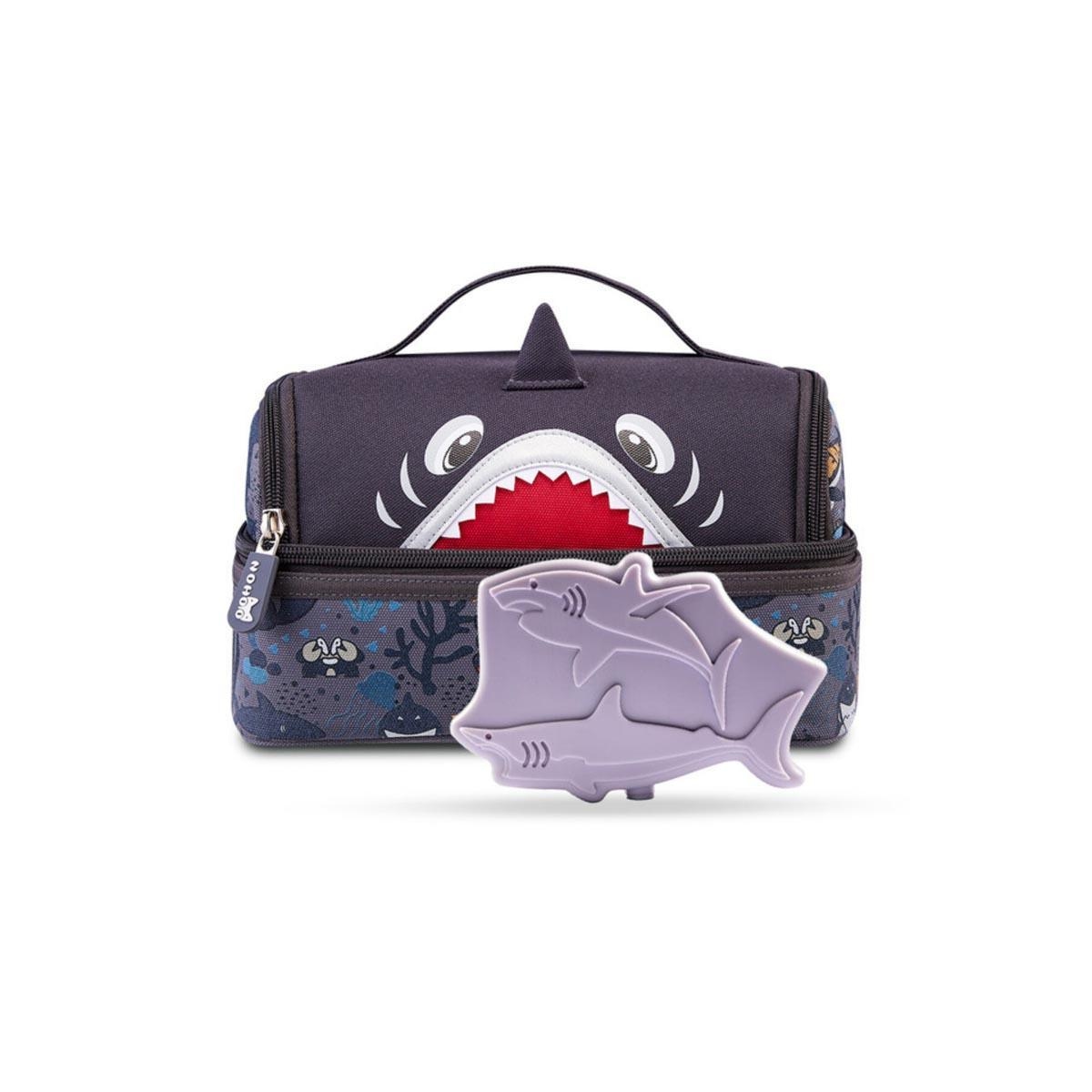 مجموعة أكياس ثلج صلبة قابلة لإعادة الاستخدام من إيزي كيدز، 4 قطع، بتصميم سمكة قرش، لحقائب الغداء