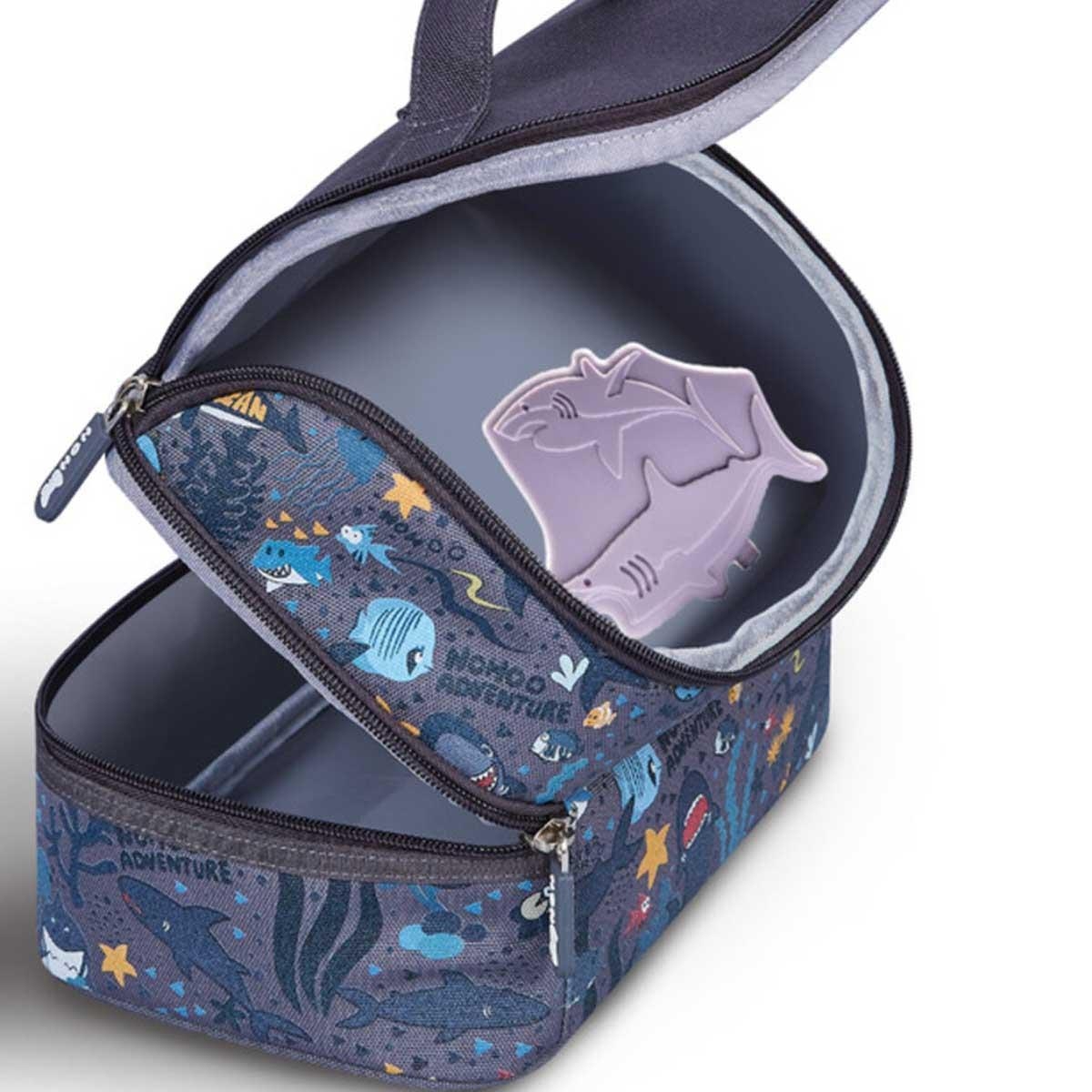 مجموعة أكياس ثلج صلبة قابلة لإعادة الاستخدام من إيزي كيدز، 4 قطع، بتصميم سمكة قرش، لحقائب الغداء