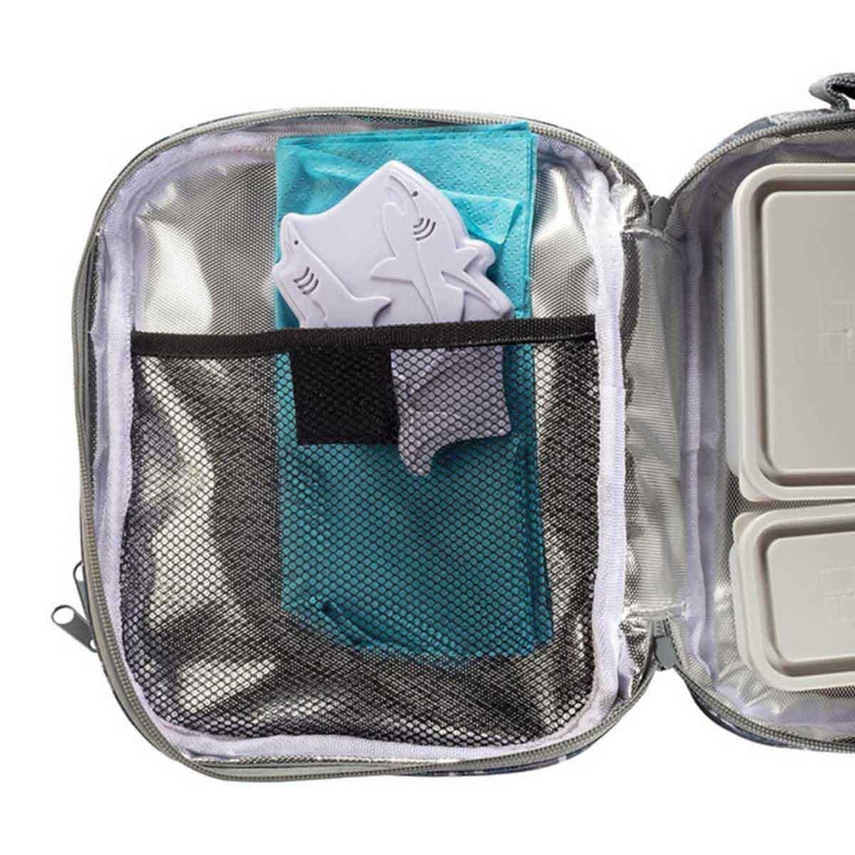 مجموعة أكياس ثلج صلبة قابلة لإعادة الاستخدام من إيزي كيدز، 4 قطع، بتصميم سمكة قرش، لحقائب الغداء