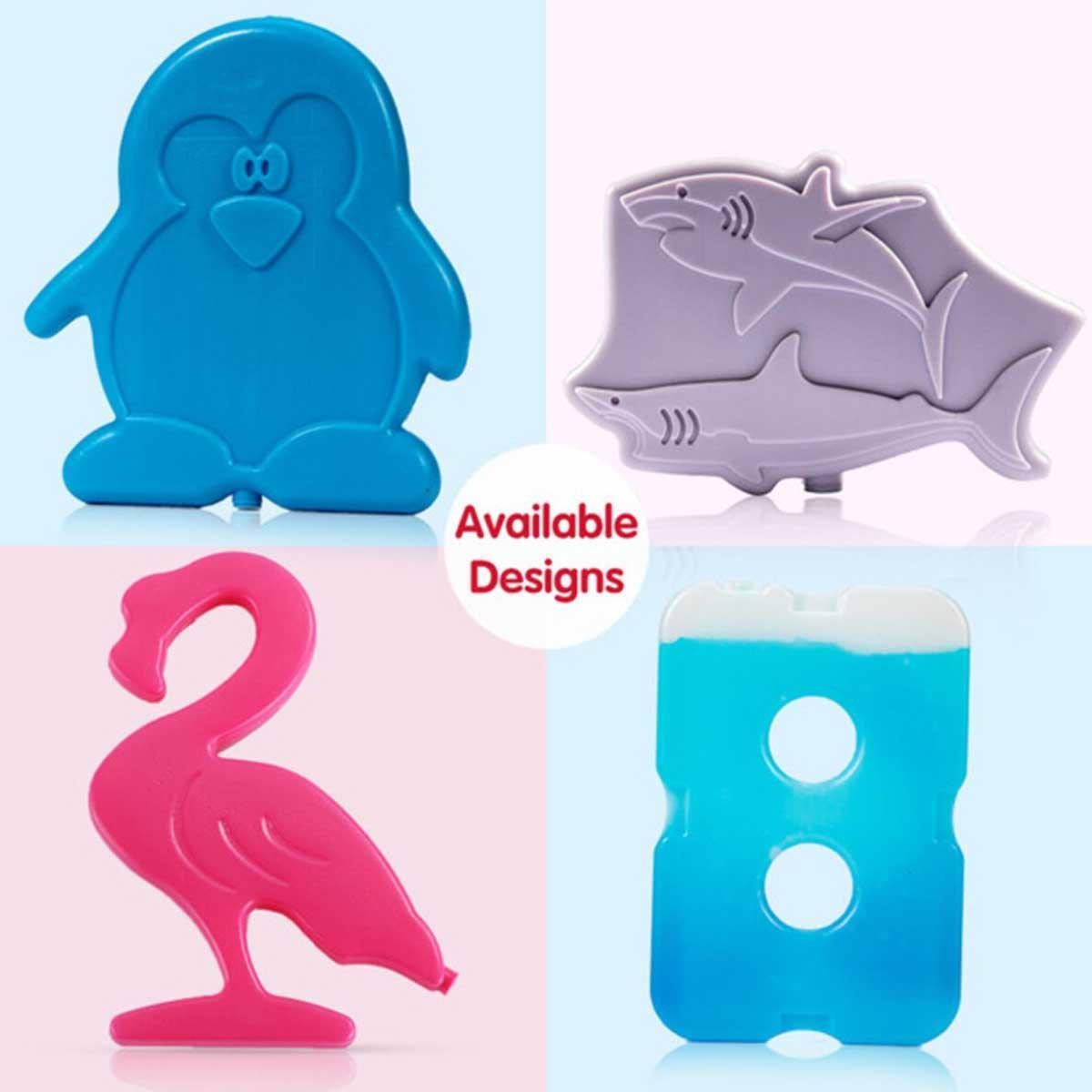 مجموعة أكياس ثلج صلبة قابلة لإعادة الاستخدام من إيزي كيدز، 4 قطع، بتصميم سمكة قرش، لحقائب الغداء