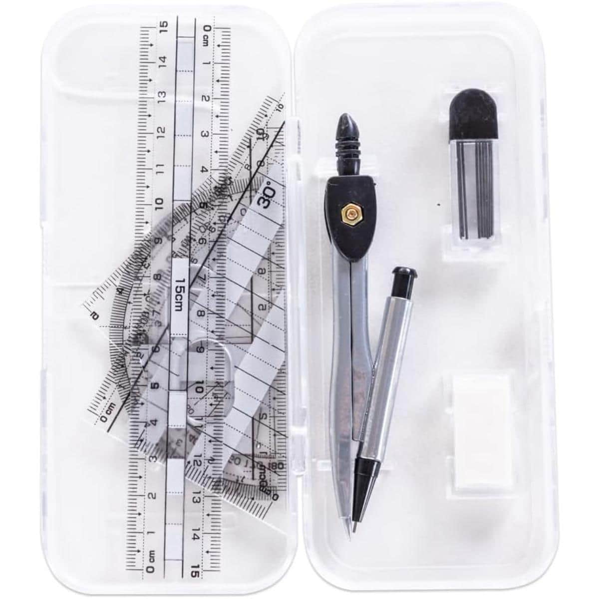 Eazy Kids 7-Piece Geometry in Clear Plastic Case Set