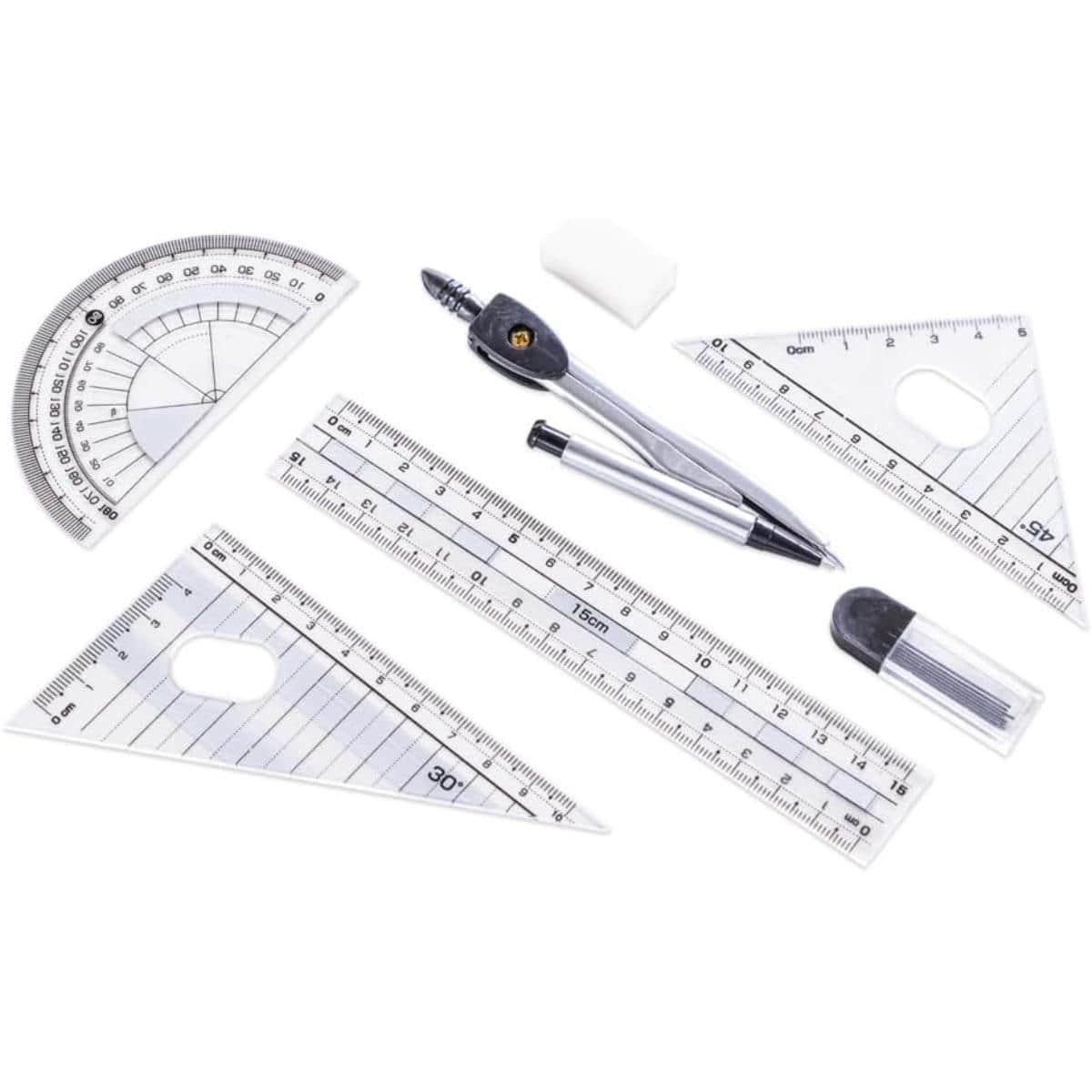 Eazy Kids 7-Piece Geometry in Clear Plastic Case Set