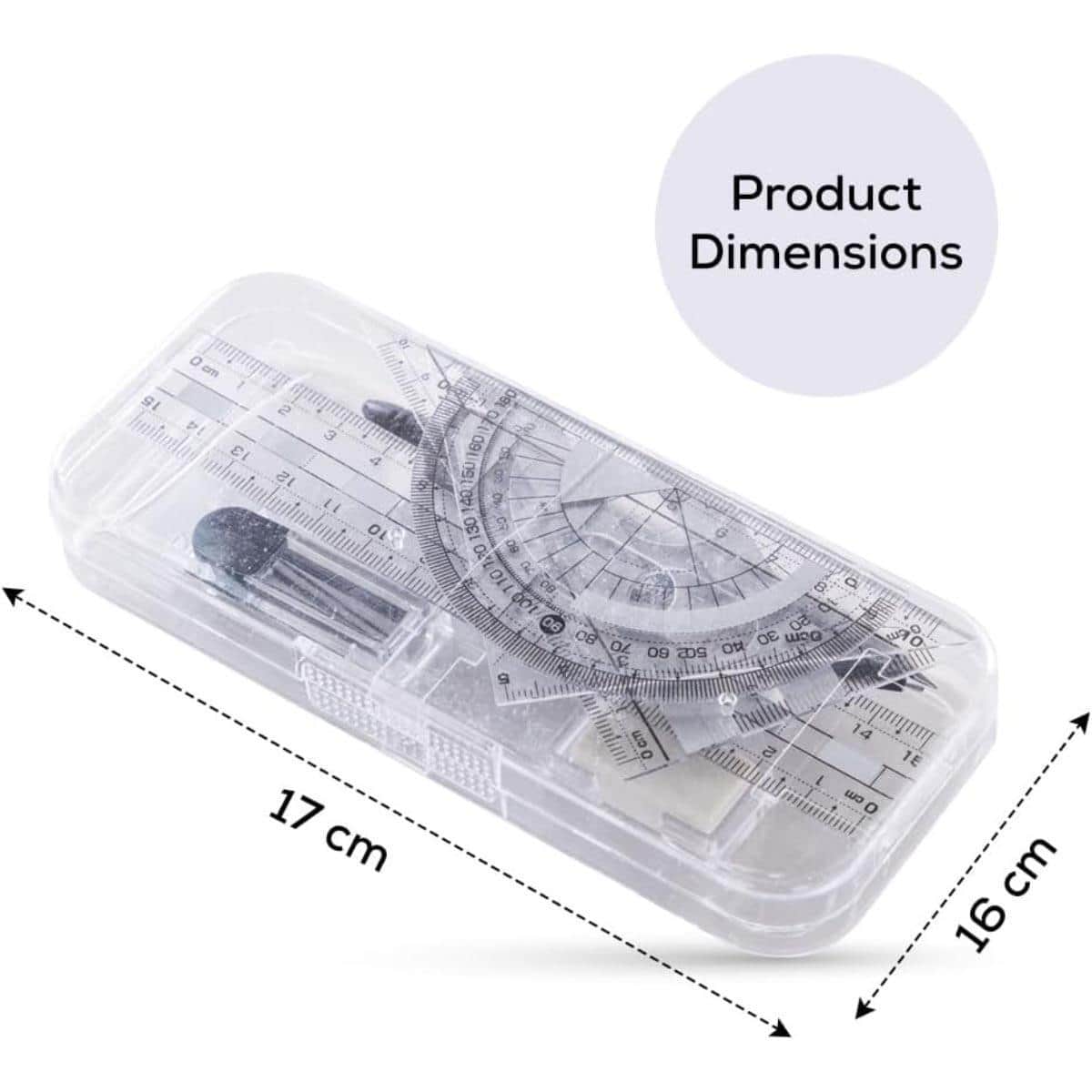 Eazy Kids 7-Piece Geometry in Clear Plastic Case Set