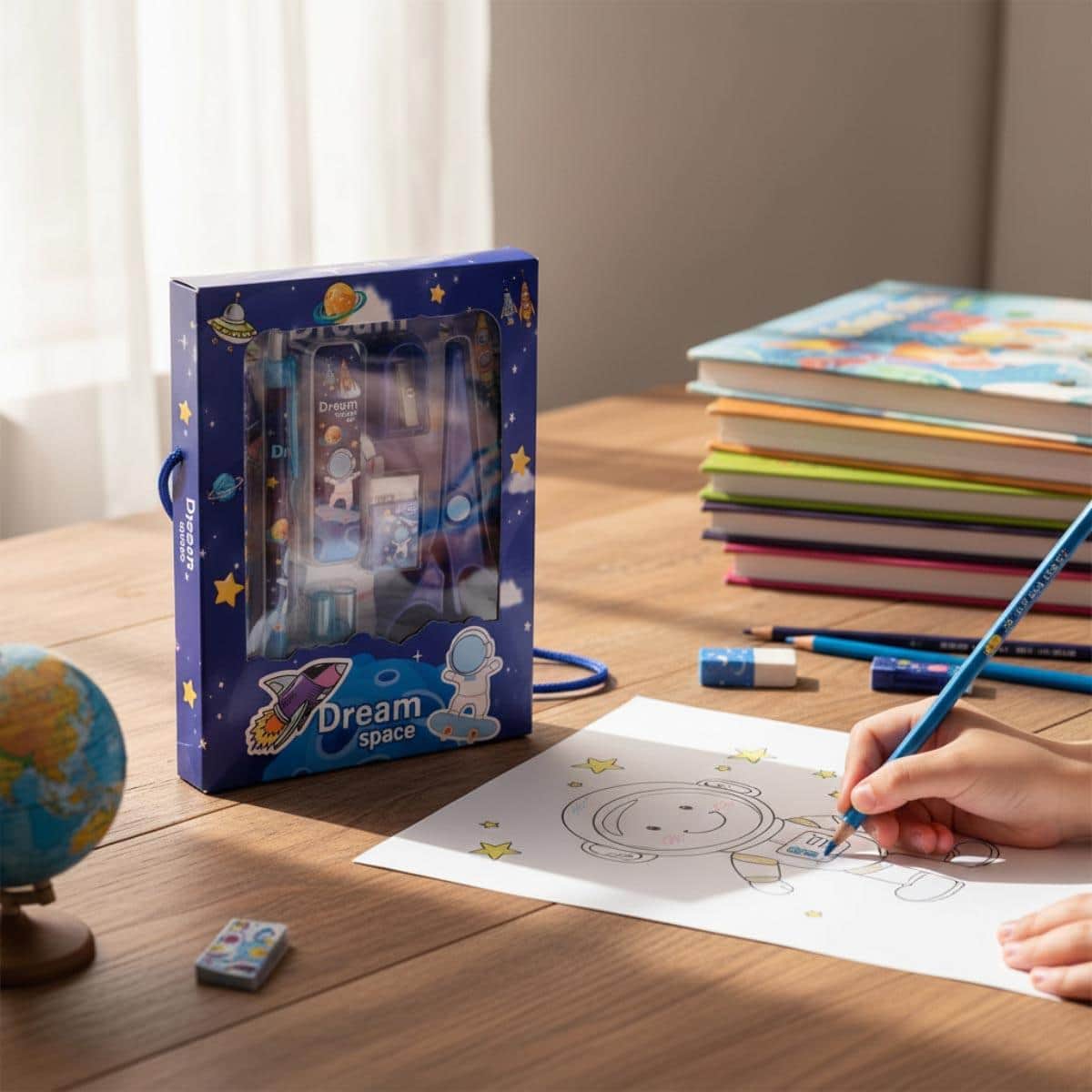 Eazy Kids 9-Piece Astronaut & Space Theme Kids Stationery Gift Set